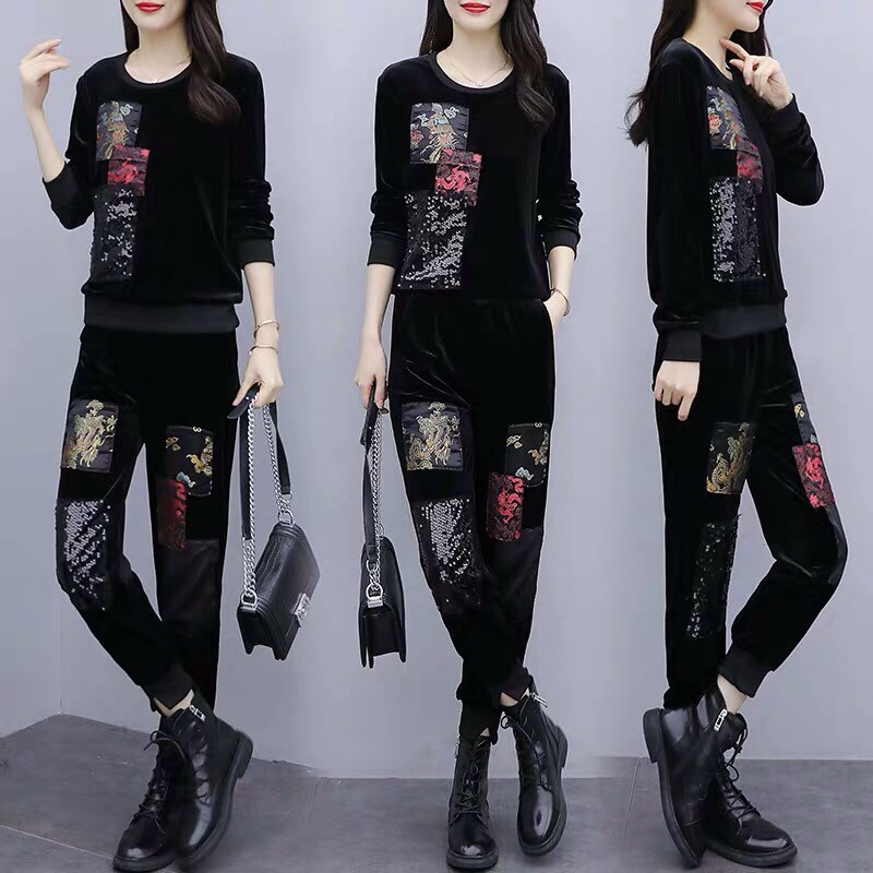 Set Nhung Đắp Họa Tiết Đính Kim Sa - BTN80